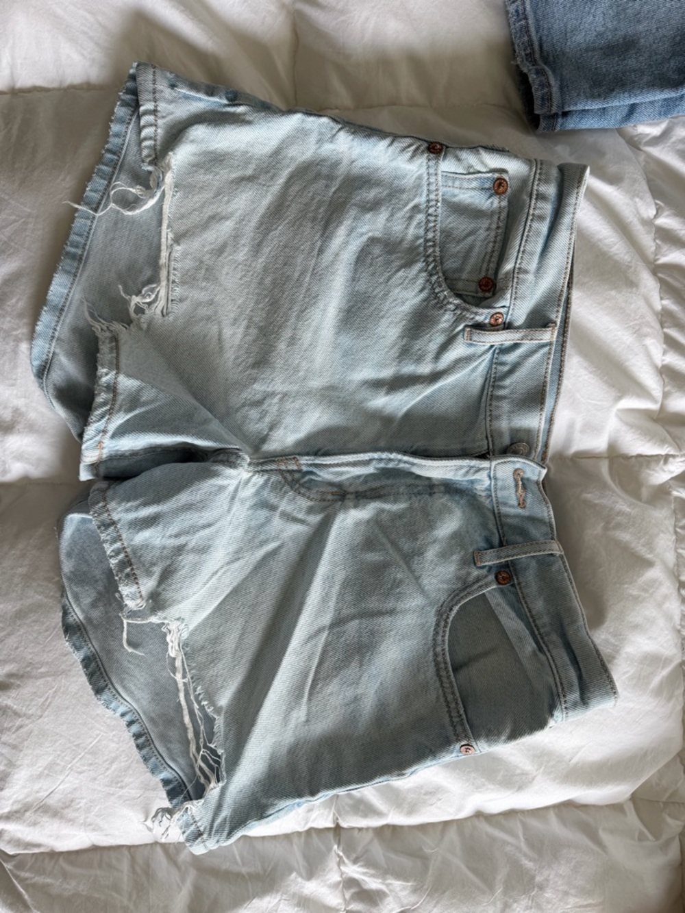 American Eagle Outfitters Light Blue Distressed Denim Cutoff Shorts